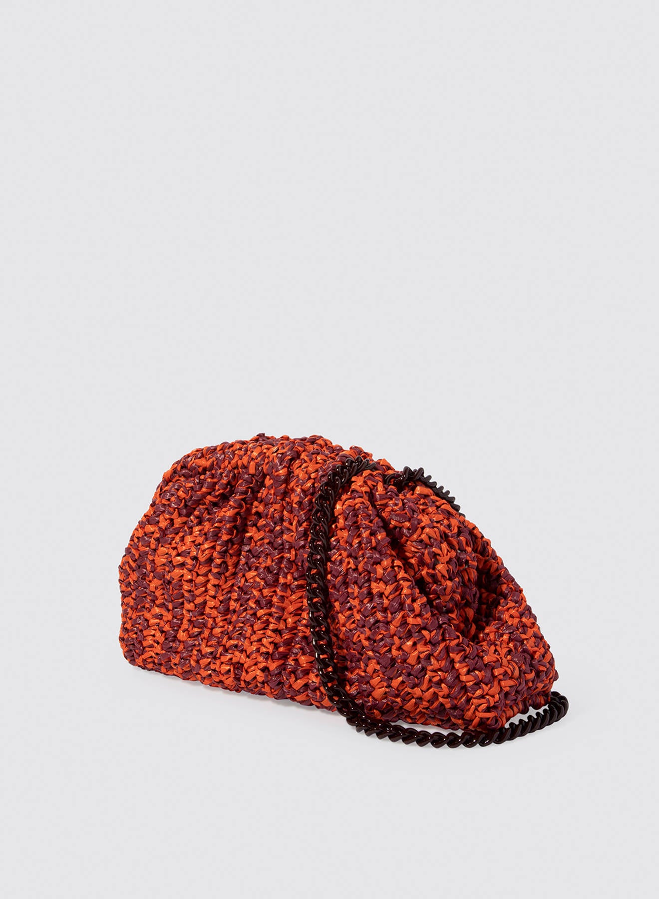 GERGIANA CLUTCH DAZ レッド タッセル付き Purcel Leather Patent Fur Handle Clutch Bag Red