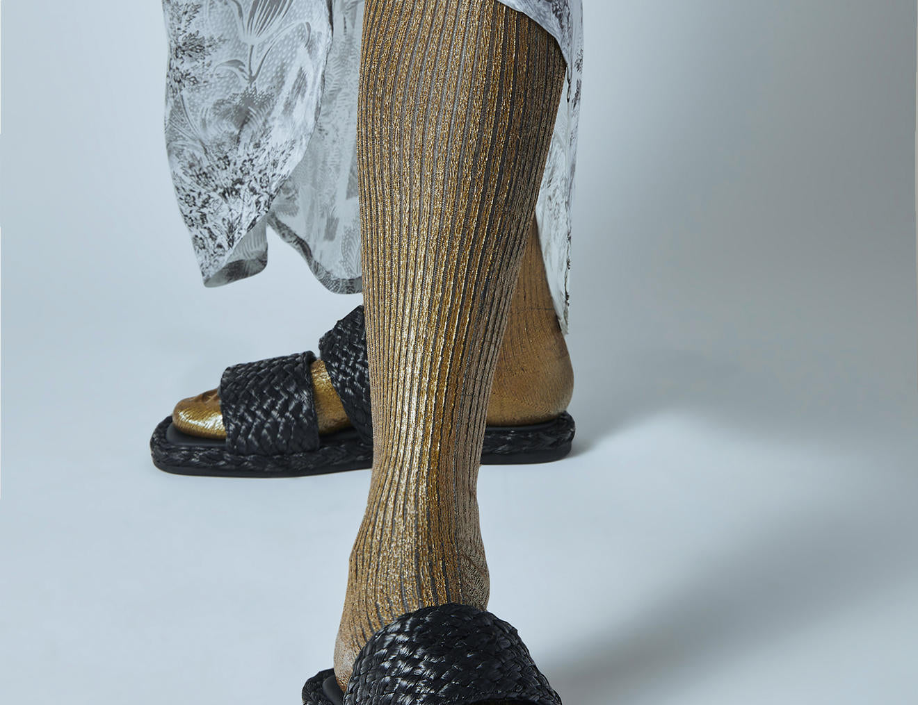One Ribbed Knee Laminated Socks