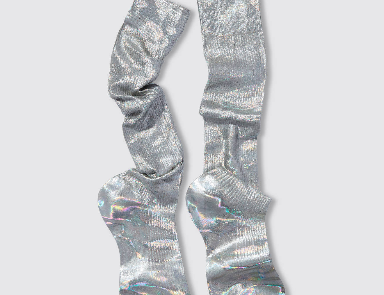 One Ribbed Knee Laminated Socks