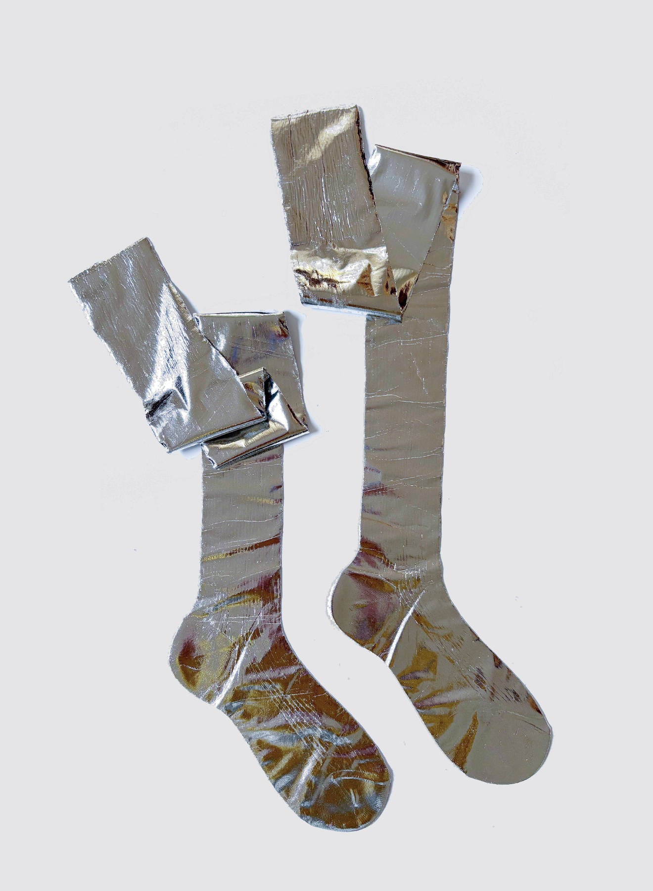 Over the Knee Laminated – Silk Metallic Knee Highs | Maria La Rosa
