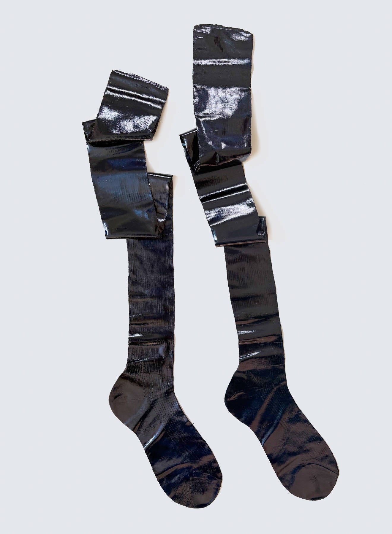 Over the Knee Laminated – Silk Metallic Knee Highs | Maria La Rosa