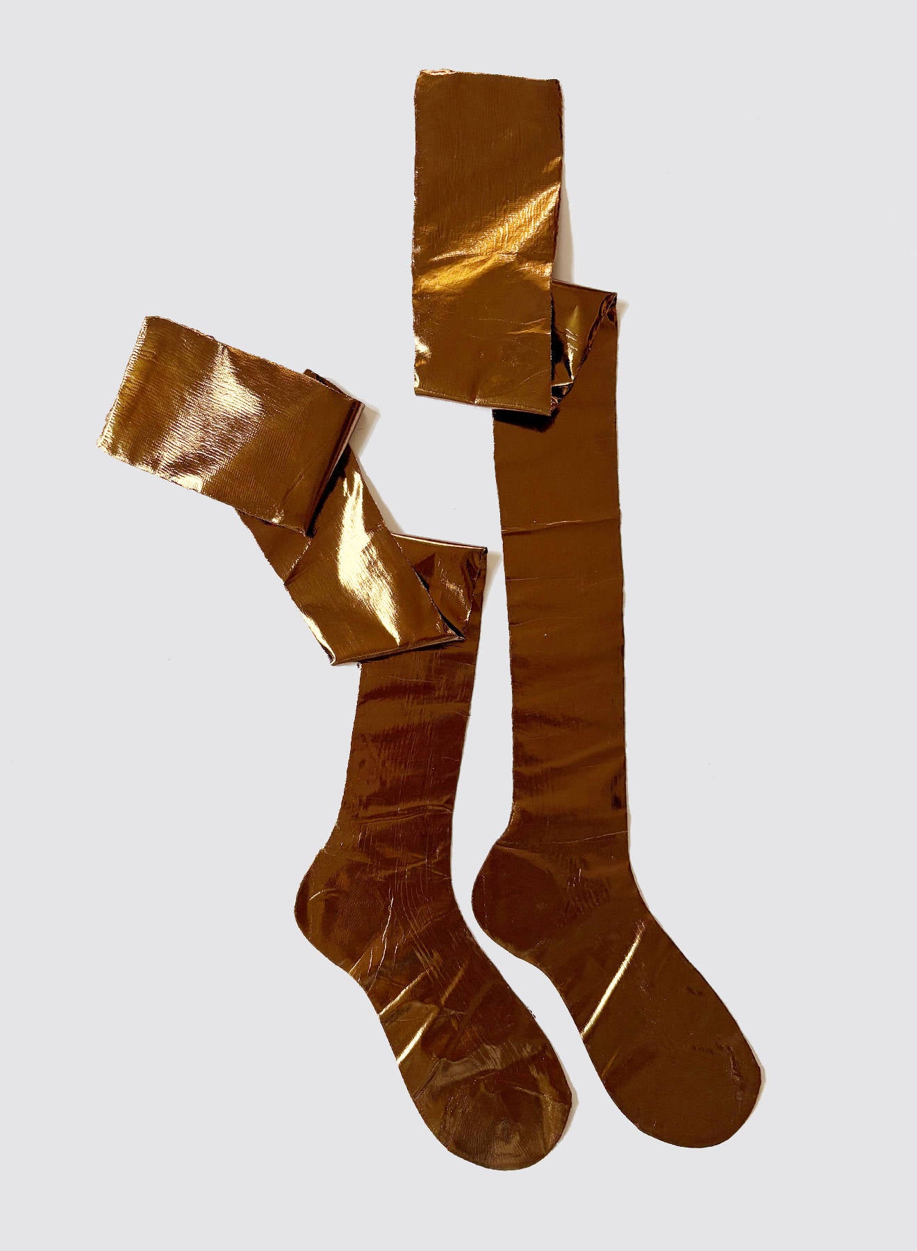 Over the Knee Laminated – Silk Metallic Knee Highs | Maria La Rosa