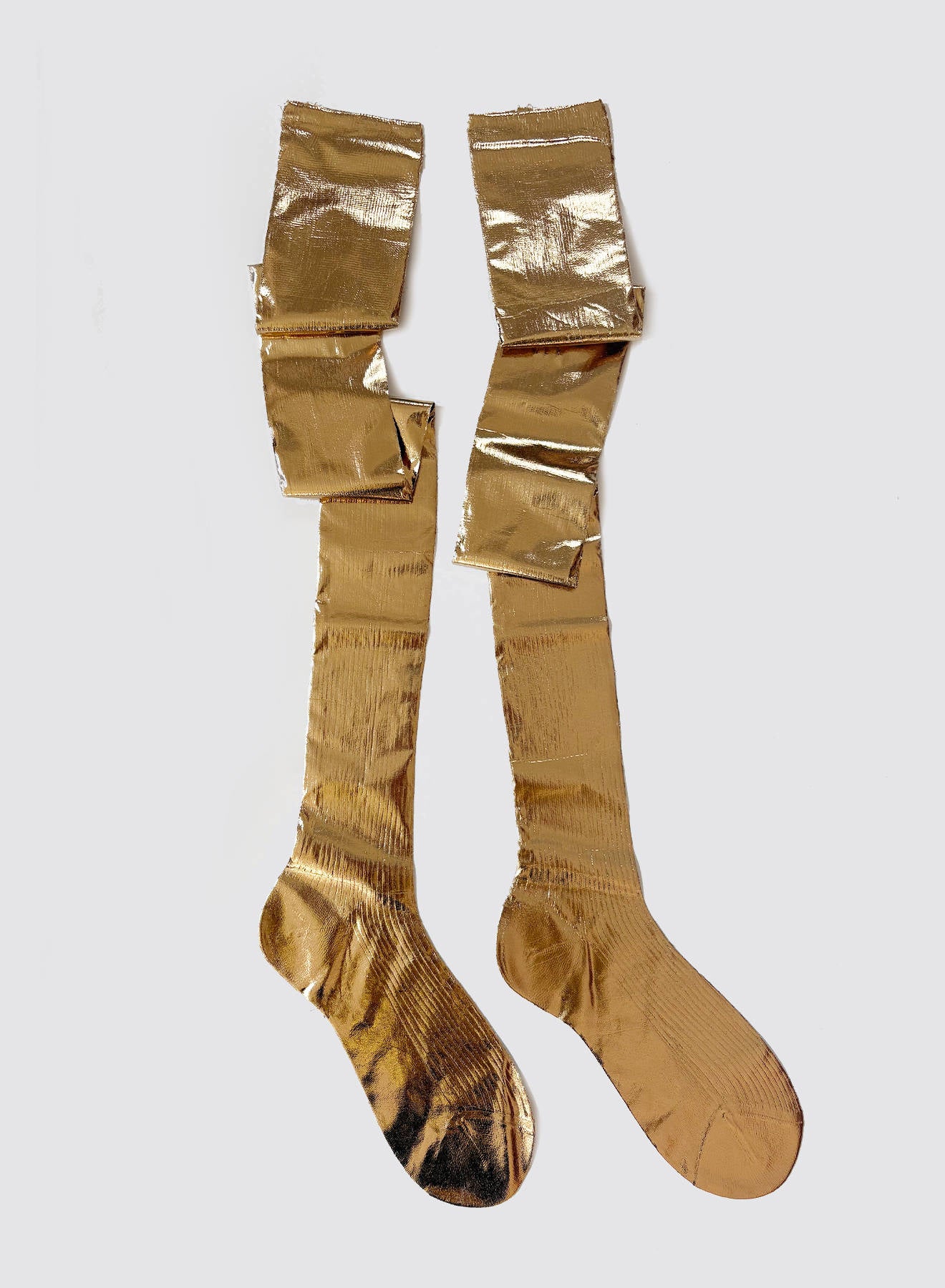 Over the Knee Laminated – Silk Metallic Knee Highs | Maria La Rosa