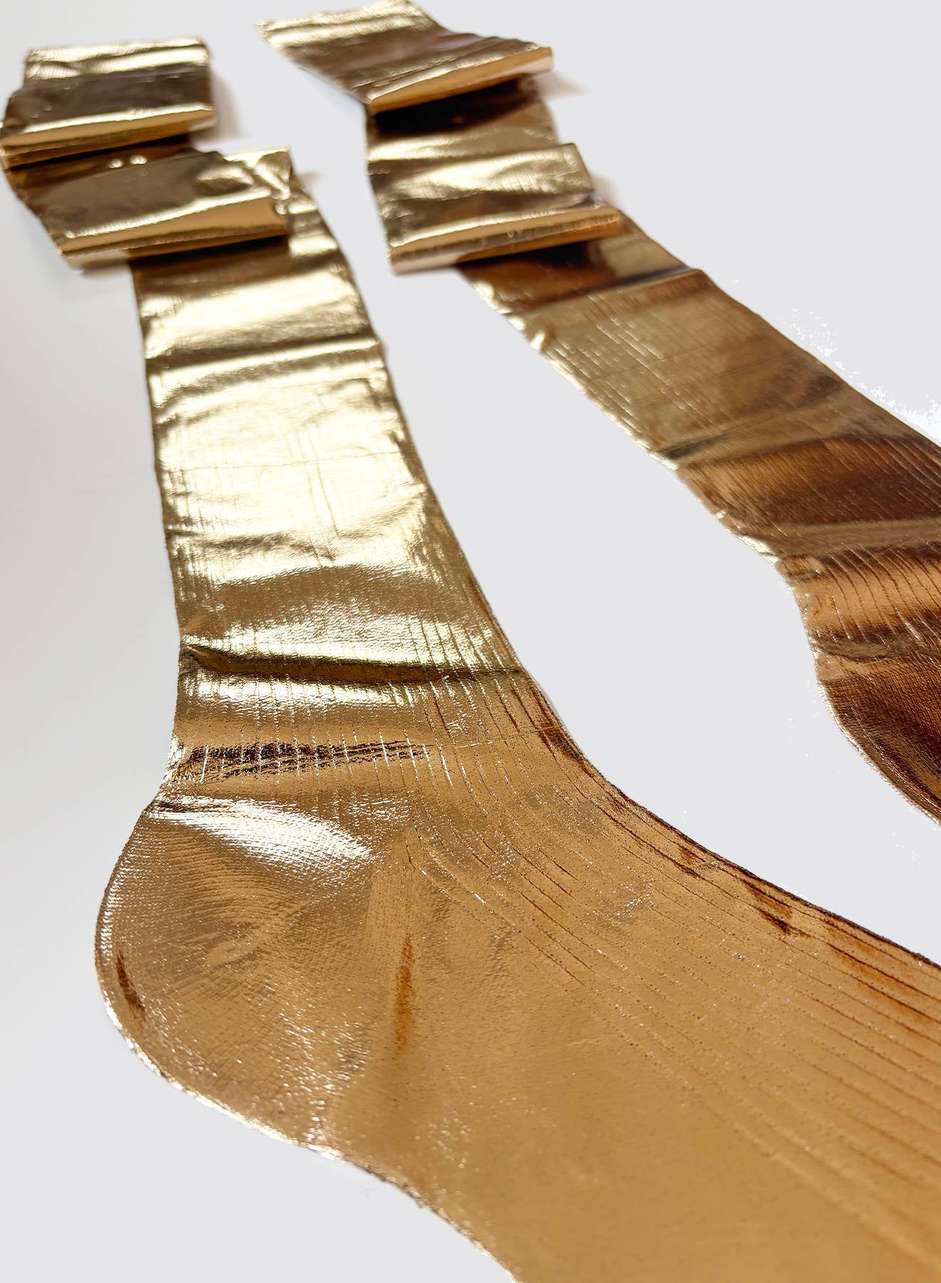 Over the Knee Laminated – Silk Metallic Knee Highs | Maria La Rosa